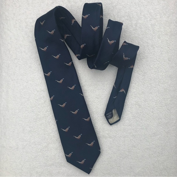 Vintage Givenchy Gentlemen Paris Pheasant Pattern Necktie Tie - Picture 7 of 7